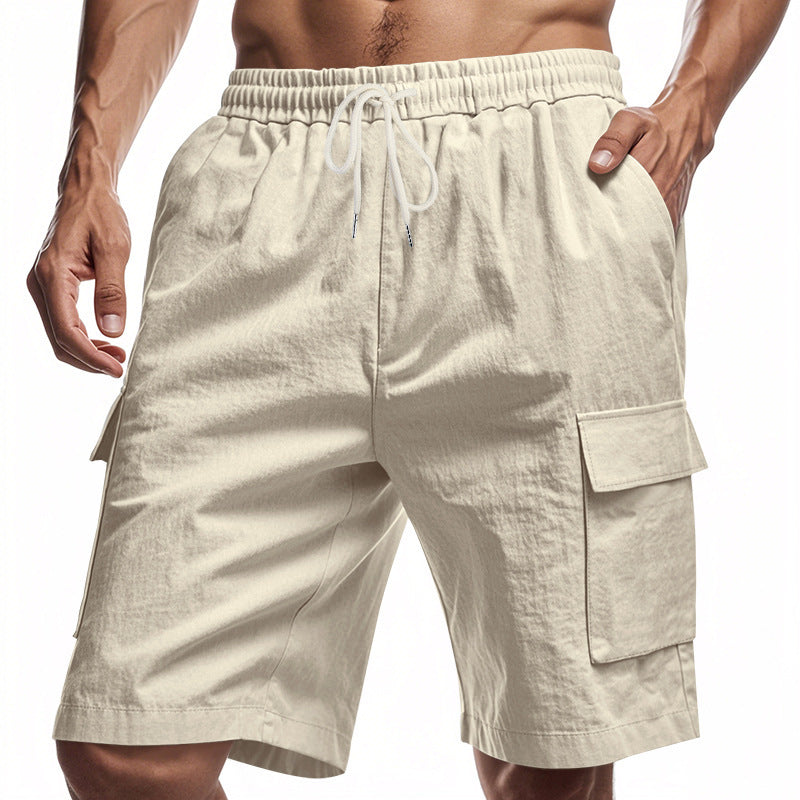 Loose Sports Linen Drawstring Shorts