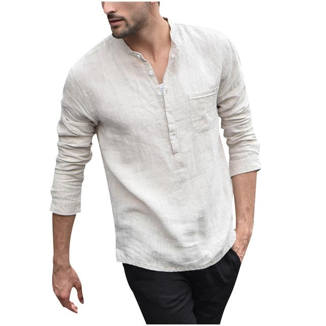 Plaid Collar Tops Turn Down Men T-Shirt
