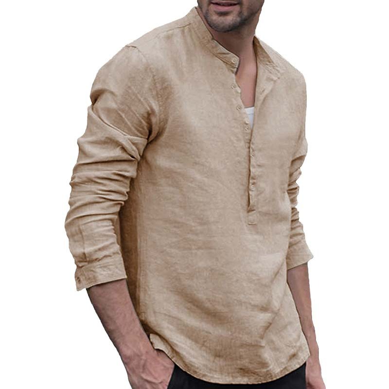 Plaid Collar Tops Turn Down Men T-Shirt