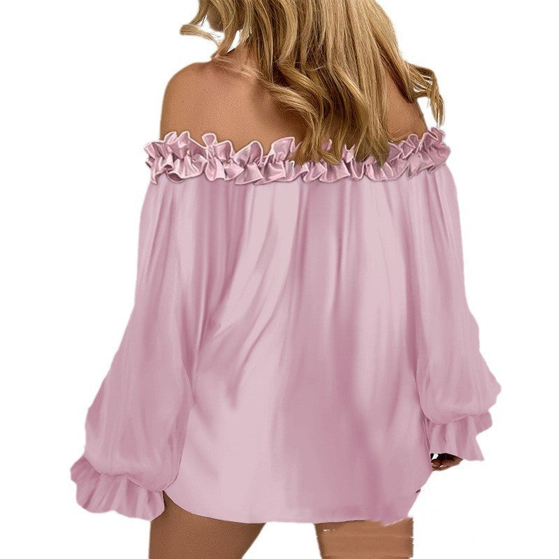 "Rosé Ruffle Off-Shoulder Blouse"