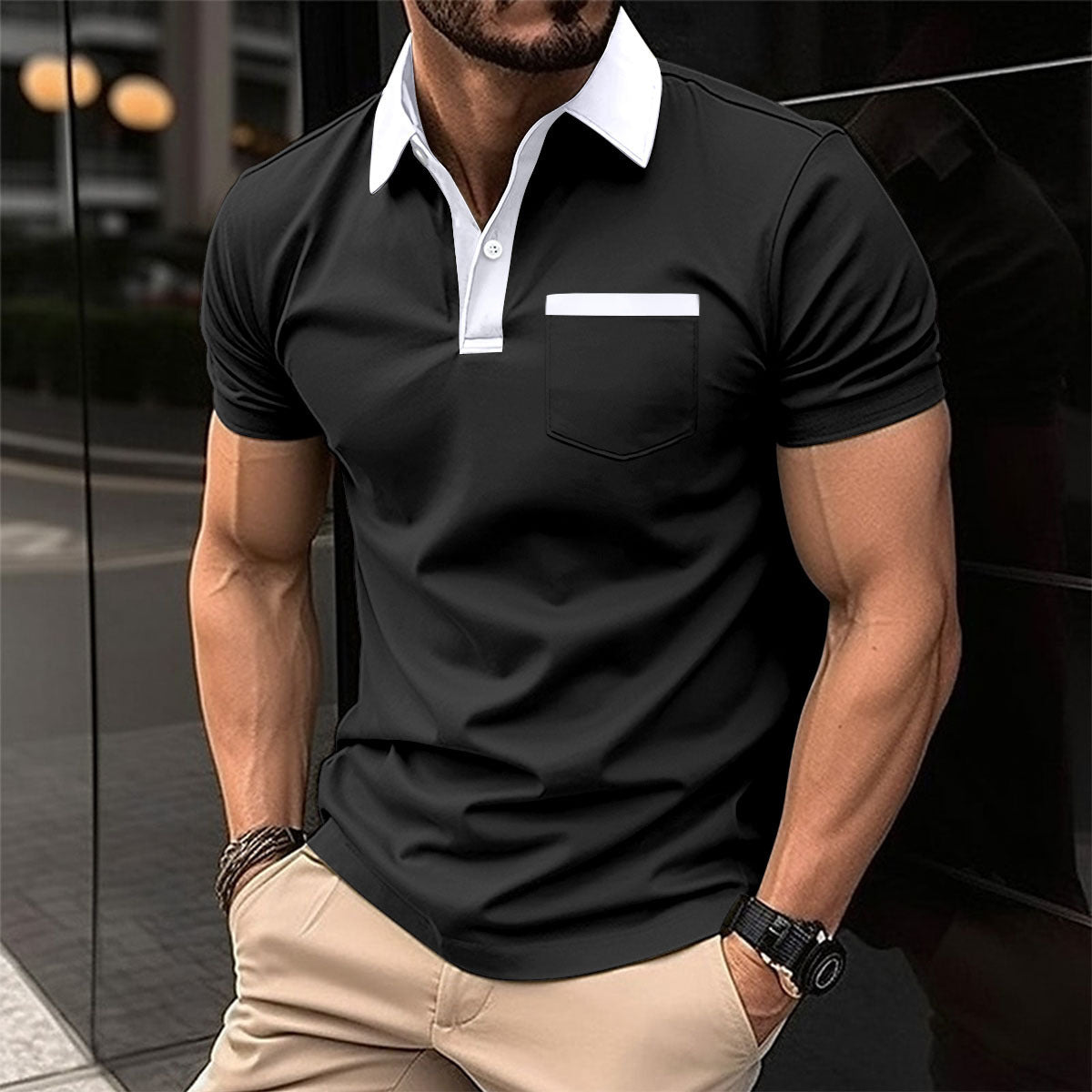 Lapel Fashion Short-sleeved T-shirt