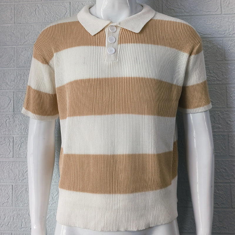 Lapel Sweater Short Sleeve T-shirt