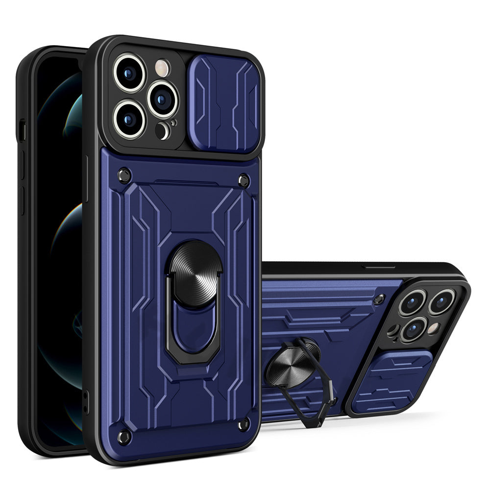 Back Cover With Card Holder Non-slip Finger Buckle Phone Case