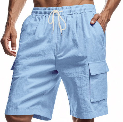 Loose Sports Linen Drawstring Shorts
