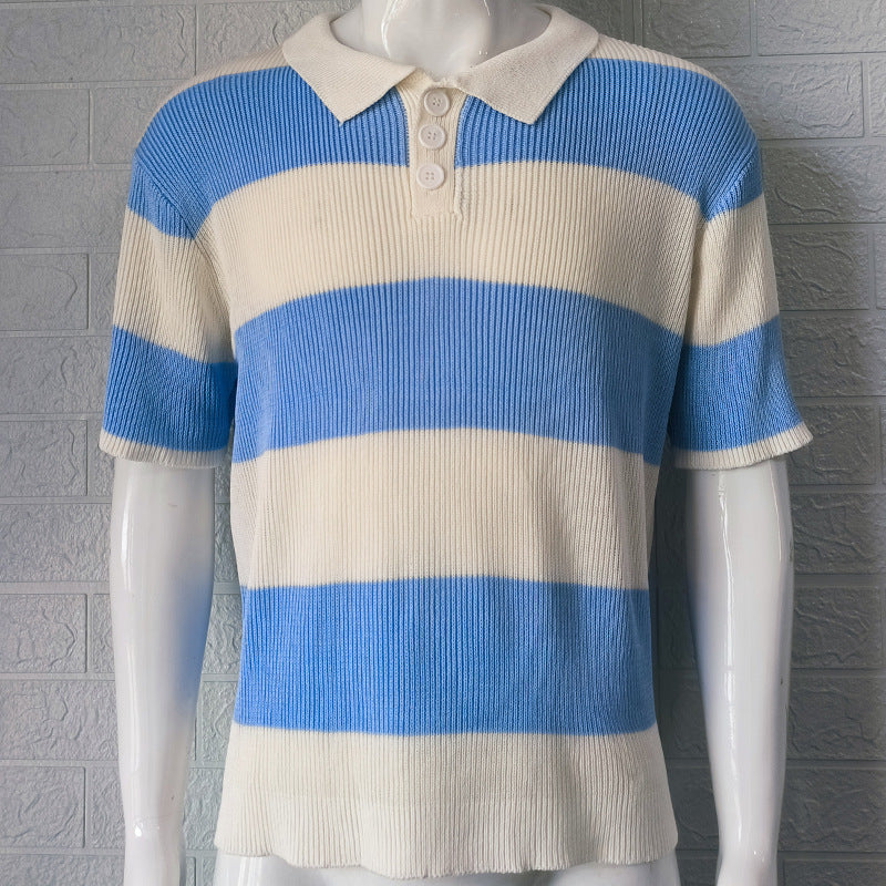 Lapel Sweater Short Sleeve T-shirt