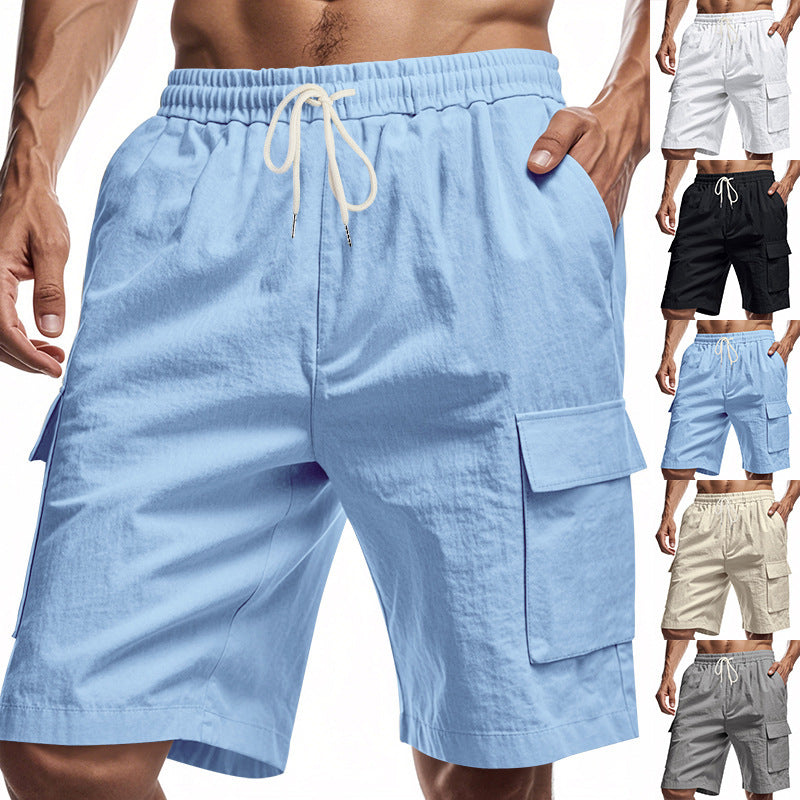 Loose Sports Linen Drawstring Shorts